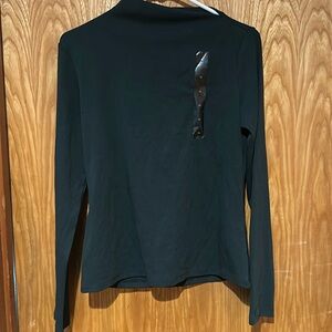 Banana Republic mock turtle knit long sleeve t shirt / dark green